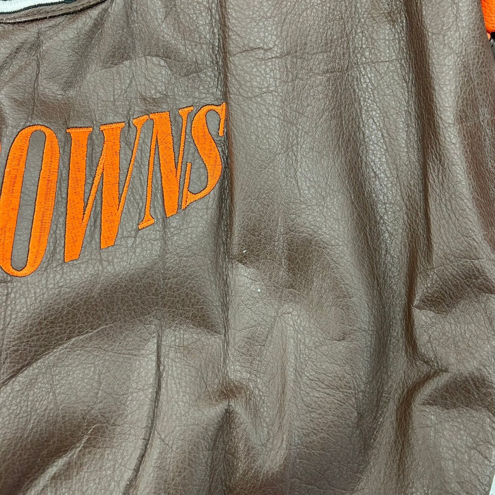 Vintage Cleveland Browns Leather Jacket Mens Large Carl Banks Bomber Coat GIII - Picture 10 of 11